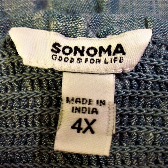 SONOMA Chambray Embellished Smocked Dress - Picture 4 of 8